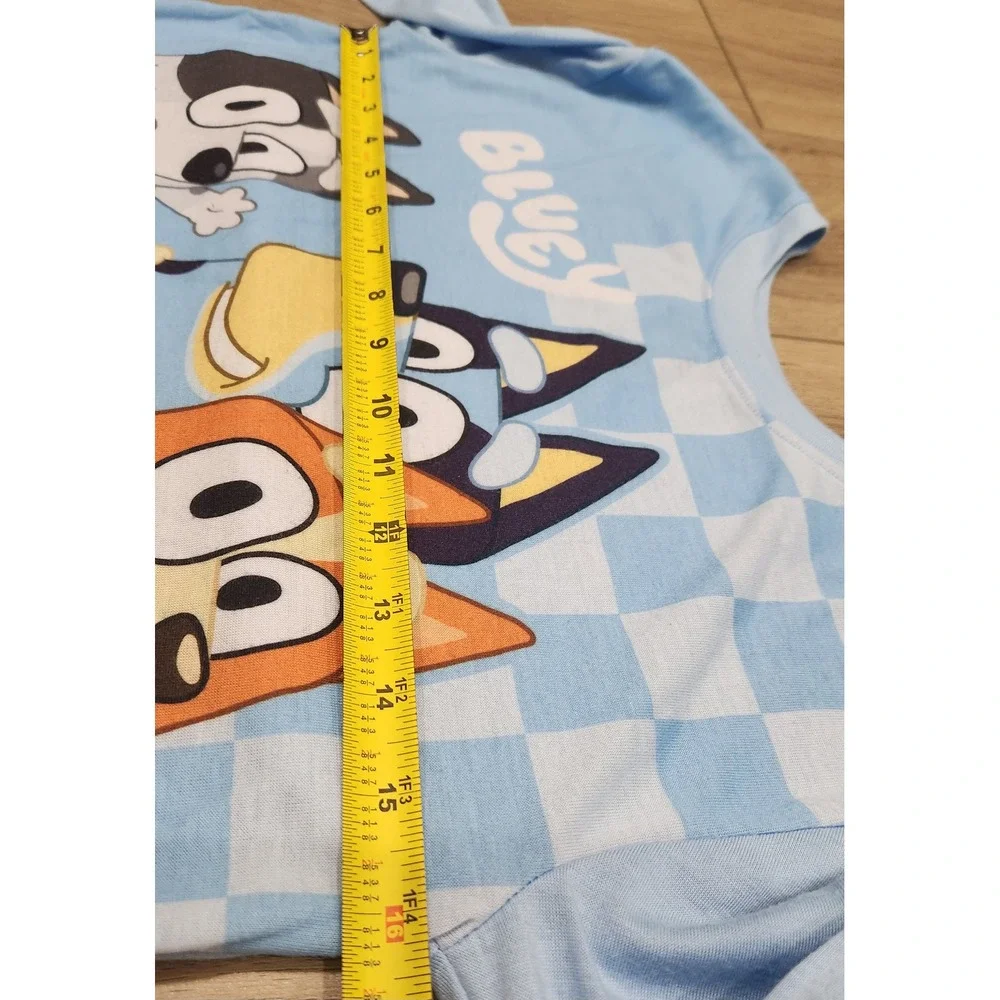 Bluey Girls Pajama Top Long Sleeve Blue Graphic Shirt Size L 10/12 Muffin Bingo